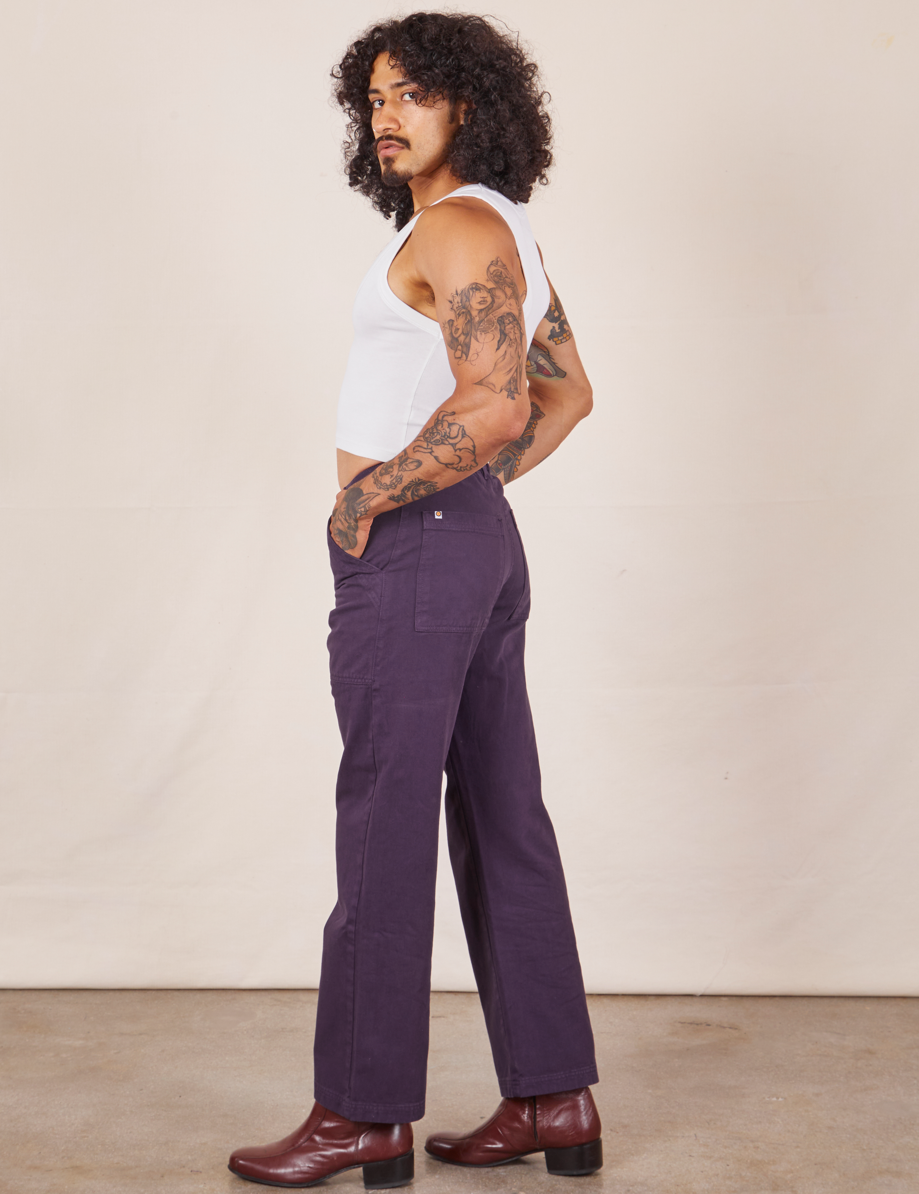 Buy Orchid Purple Cotton Blend Slim Pants Online - W for Woman